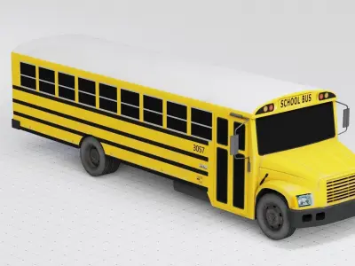 Low Poly Bus School Low-poly 3D model