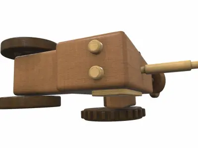 Wooden tractor toy 5 Free 3D model