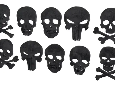 Skull Skeleton silhouette Low-poly 3D model
