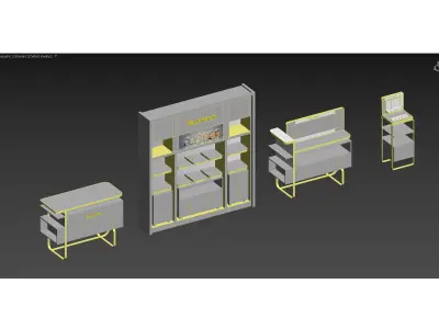  Luxury Brand Permanent Merchandising Kiosk Gondola Design  Low-poly 3D model