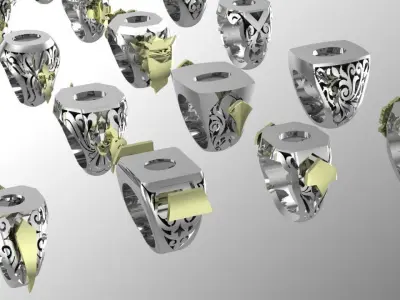20 men signet ring with plexus part2 3D print model