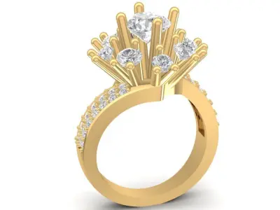 Luxury Burst Cluster Diamond Engagement Ring 3D Model for  2648 3D print model