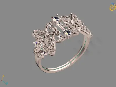 Womens Diamond Signet Ring Women Rings 3dmodels 3D print model 3D print model 63