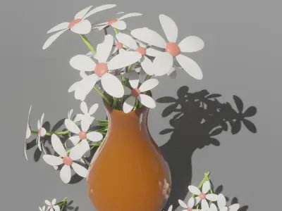Vase with White Flowers  Free low-poly 3D model