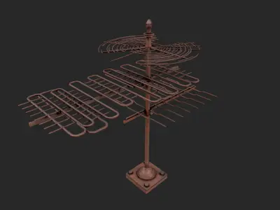 Old rusted tv antenna 2 Low-poly 3D model