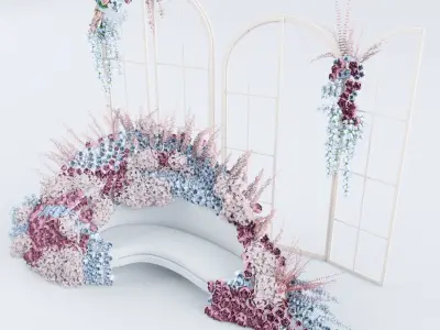 Rose and flowers Wedding seat  3D model