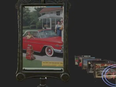 Old School Sign Advertising Pack Low-poly 3D model