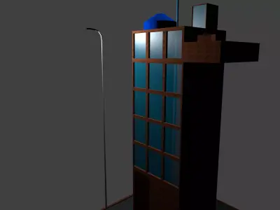 Building tall with lamp on top Low-poly 3D model