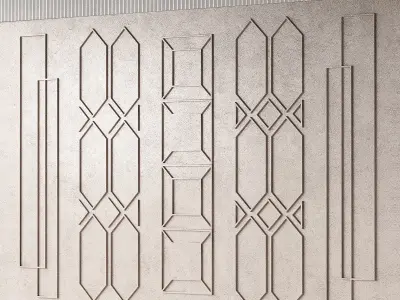 Wall composition with moldings Modern minimal geometric pattern 3D model