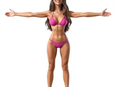 Vibrant Pink Bikini Character model pack Low-poly 3D model