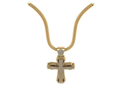 hip hop style cross with full diamond   3D print model