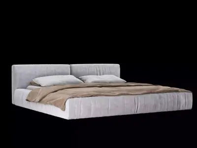 Bed with pillows and blanket 4 models of bed  set 4 3D Model Collection