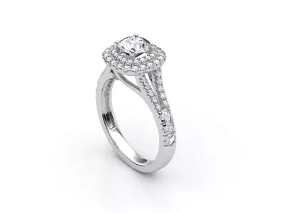 aj-032 diamond halo engagement ring 3D print model
