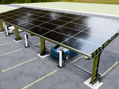 L Type 6 Car Solar Carport 3D model