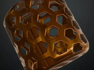 Copper Hexagon Grill Perforated PBR Seamless Texture
