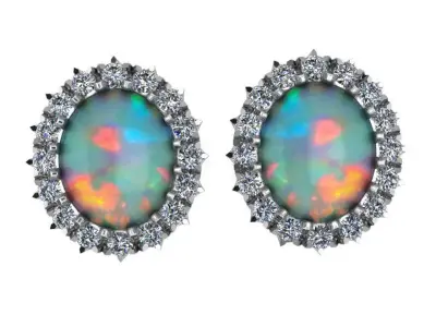 Oval Halo Clip On Earring 0658 3D print model
