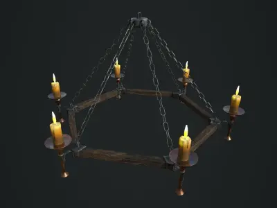 Chandelier with 3 textures and 2 LODs Low-poly 3D model