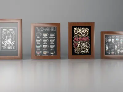 Coffee decor pictures Low-poly 3D model