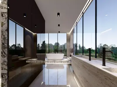 Modern bedroom with bathroom and walk in closet  3D model