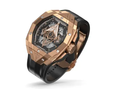 Hublot Spirit of Big Bang Sang Bleu Gold Luxury Watch 3D model