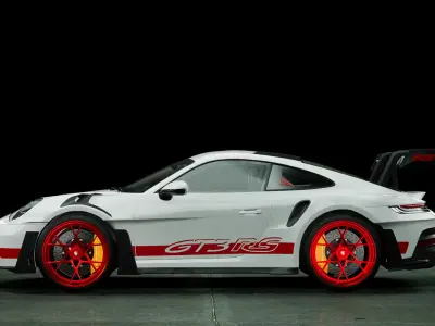 Porsche 911 992 GT3 RS White Red Low-poly 3D model