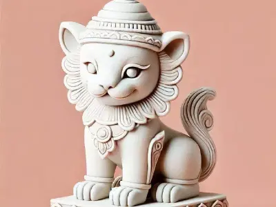 Ceramic Stone guardian lion  Low-poly 3D model