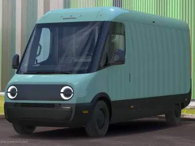 Electric Delivery Van Rigged 3D model