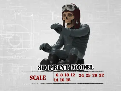 STL print Aviator skull and Eddy head for Wild Willie Driver KIT 3D print model