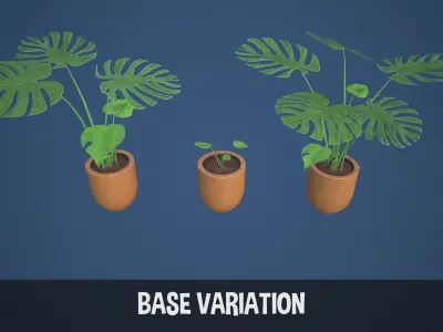 Stylized Monstera Swiss Cheese Plant Low-poly 3D model