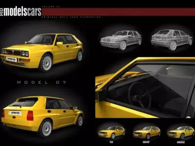 Yellow Car   Lancia Delta 3D model