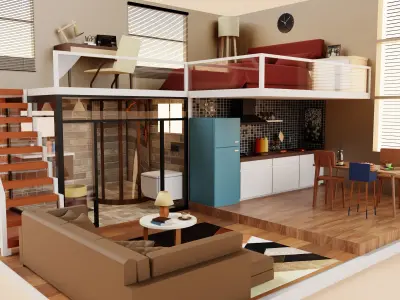 House interior Low-poly 3D model