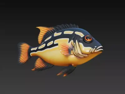 Fish Realistic 3D Model - Low Poly Realistic Game Ready Low-poly 3D model