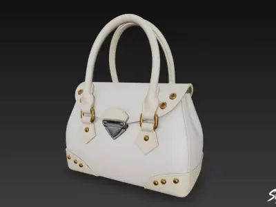 White Elegant Handbag Low-poly 3D model
