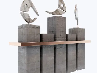 Decor three concrete sculptures 3D model