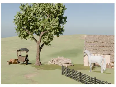 White horse 3D model Low-poly 3D model