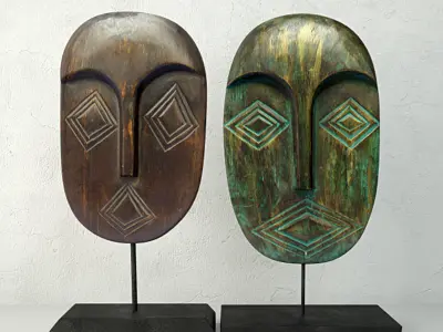 Albesia Wood Mask Decoration 3D model