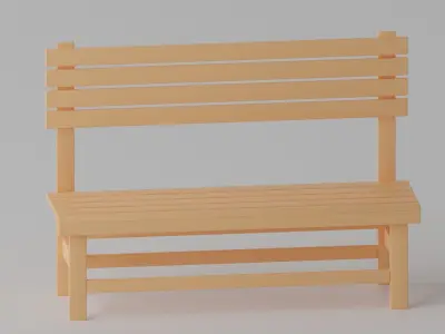 Cartoon Wooden Bench Park Low-poly 3D model