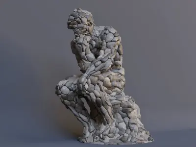 The thinker statue made with rocks 3D model