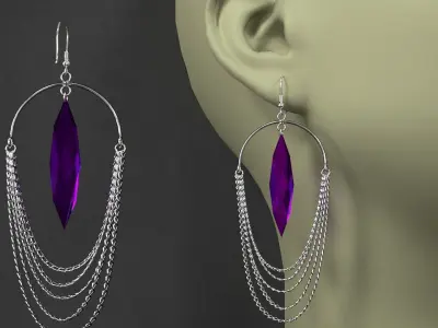 earrings pair of on mannequin 3D model