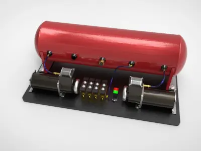 Air suspension system Low-poly 3D model