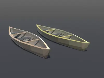 Canoe Low Poly pair of paddles Low-poly 3D model