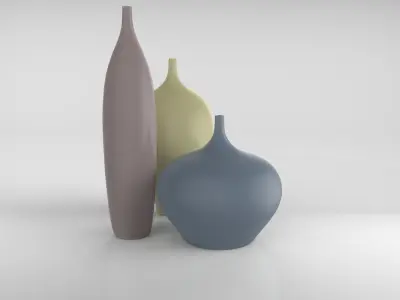 Set of vases Low-poly 3D model