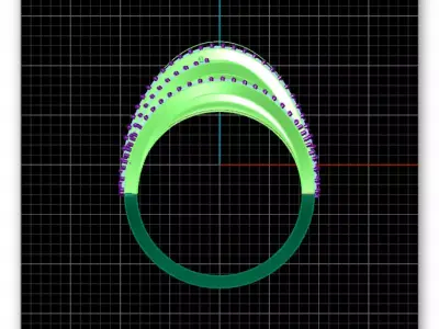 crossover pave setting jewelry ring 3D print model