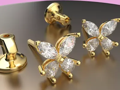 Earrings Graff Classic Butterfly Diamond Stud 3D print model