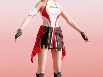 Racer Girl F1 Cheerleader Girl Teen RIGGED - LAUNCH DISCOUNT Low-poly 3D model