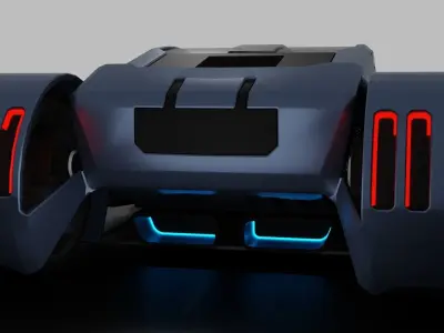 Futuristic Concept Car 1 Rigged Low-poly 3D model
