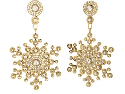 Earrings boutique gorgeous Snowflakes 3D print model
