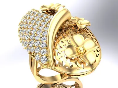  Mesh flower ring - Italian rings - Womens Rings - N6347 3D print model