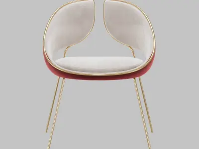 Hyoku Contemporary Design Red Dining Chair 3D model