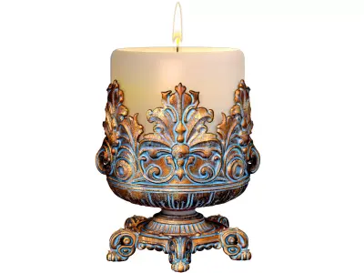 Bronze Rustic Candle Holder Antique Candlestick in Classic Style 3D model